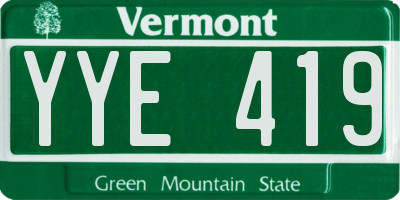 VT license plate YYE419