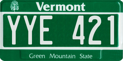 VT license plate YYE421