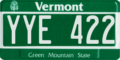 VT license plate YYE422