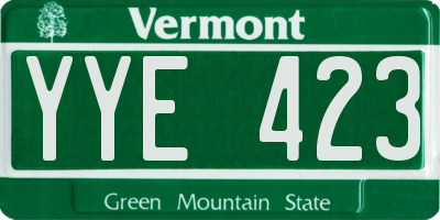 VT license plate YYE423