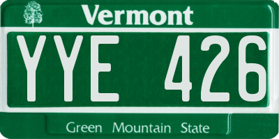 VT license plate YYE426