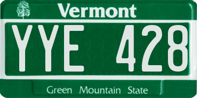 VT license plate YYE428