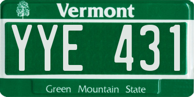 VT license plate YYE431