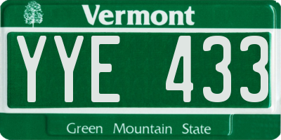 VT license plate YYE433