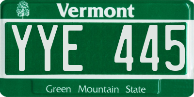 VT license plate YYE445