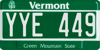 VT license plate YYE449
