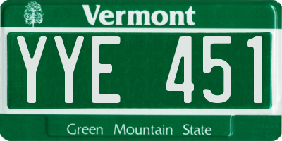 VT license plate YYE451