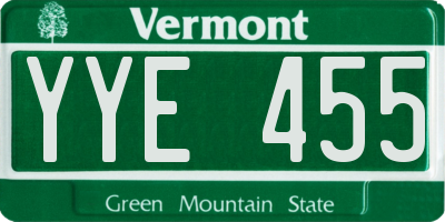 VT license plate YYE455
