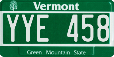 VT license plate YYE458