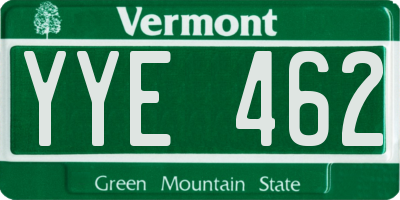 VT license plate YYE462