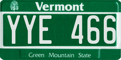 VT license plate YYE466