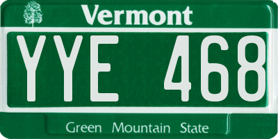 VT license plate YYE468