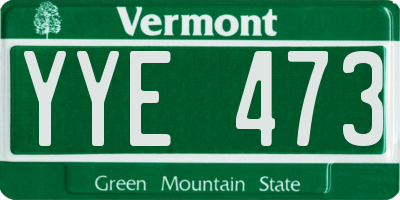 VT license plate YYE473