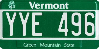 VT license plate YYE496