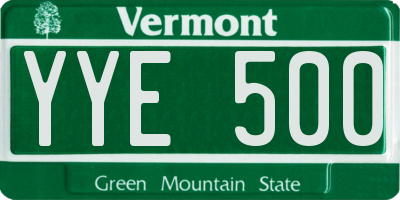 VT license plate YYE500