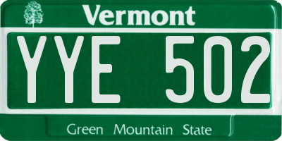 VT license plate YYE502