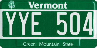 VT license plate YYE504