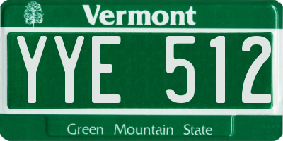 VT license plate YYE512