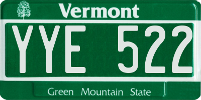 VT license plate YYE522