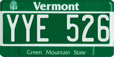 VT license plate YYE526
