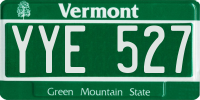 VT license plate YYE527
