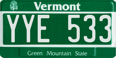 VT license plate YYE533