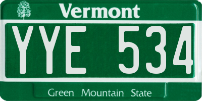 VT license plate YYE534