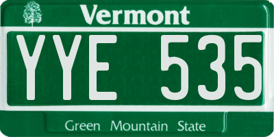 VT license plate YYE535