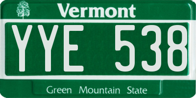 VT license plate YYE538
