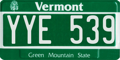 VT license plate YYE539