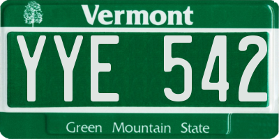VT license plate YYE542