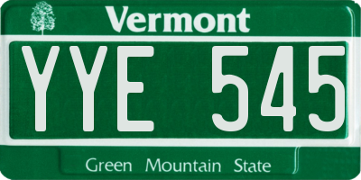VT license plate YYE545