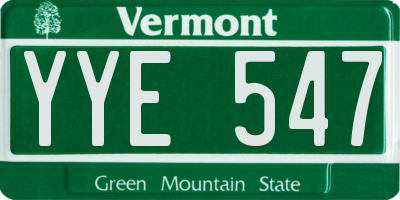 VT license plate YYE547