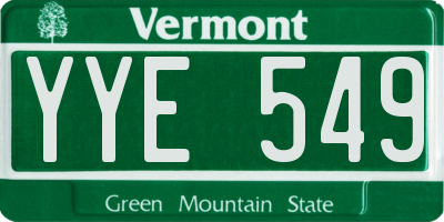 VT license plate YYE549