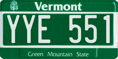 VT license plate YYE551