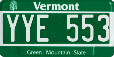 VT license plate YYE553
