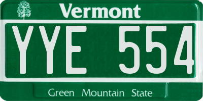 VT license plate YYE554