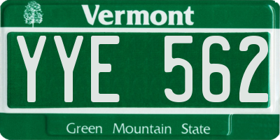 VT license plate YYE562