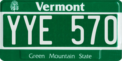 VT license plate YYE570