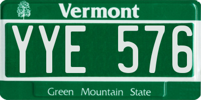 VT license plate YYE576