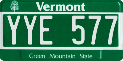 VT license plate YYE577
