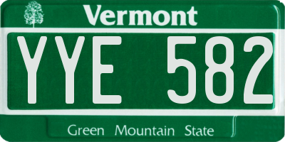VT license plate YYE582