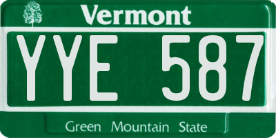 VT license plate YYE587