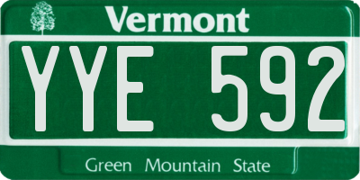 VT license plate YYE592