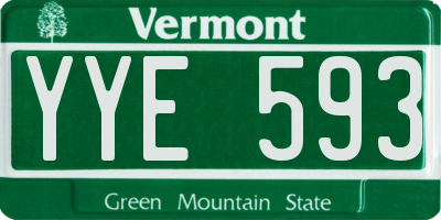 VT license plate YYE593