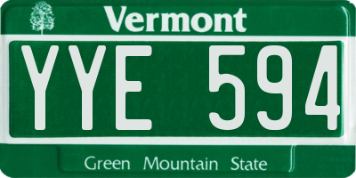 VT license plate YYE594