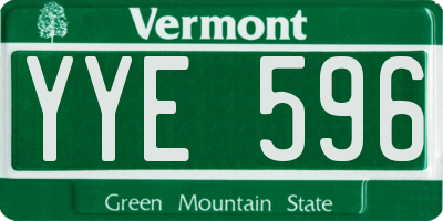 VT license plate YYE596