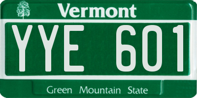 VT license plate YYE601