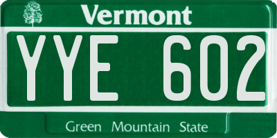 VT license plate YYE602