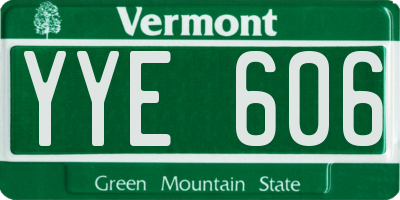 VT license plate YYE606